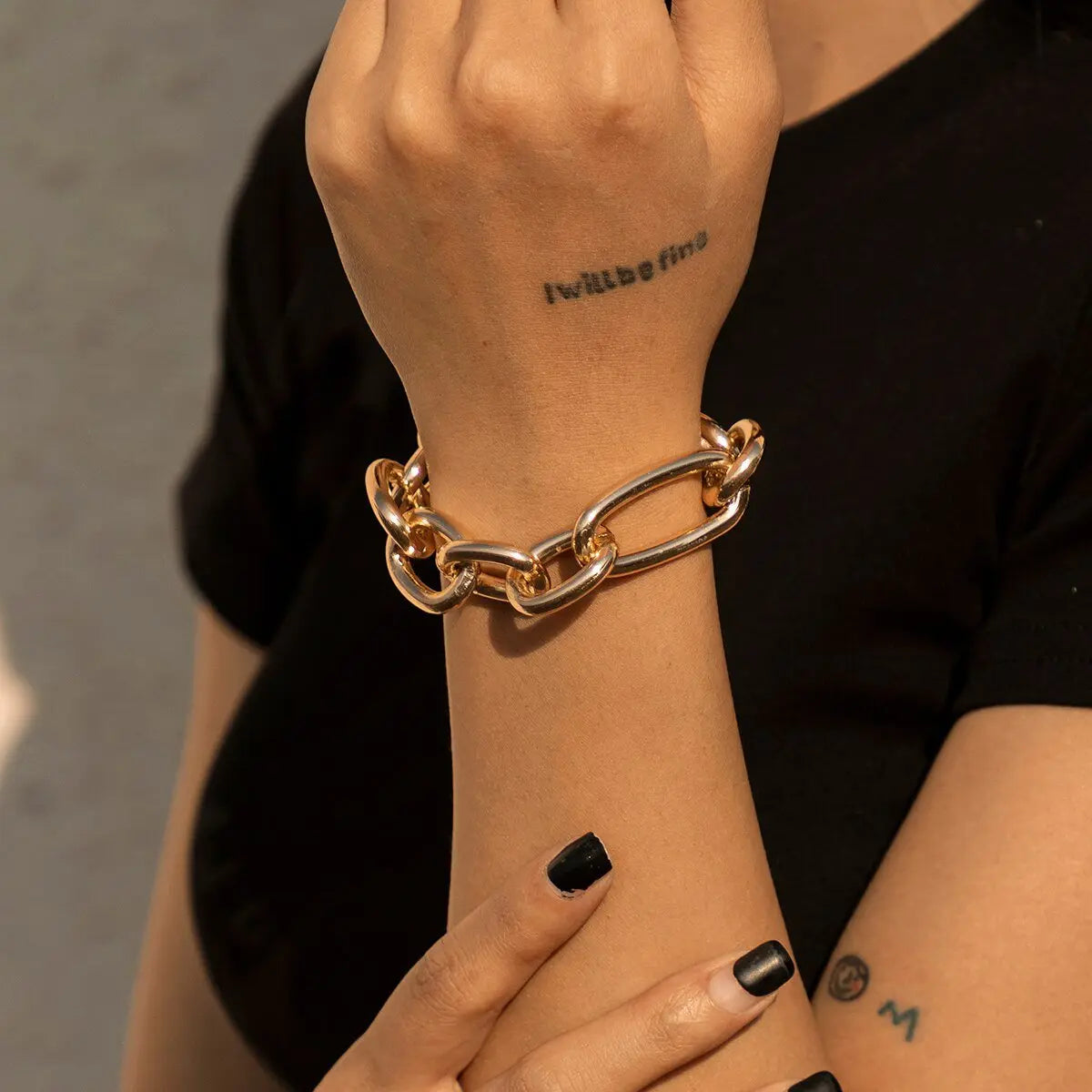 Hip Hop Thick Link Chain Bracelet Women's CCB Material - Blade & Thread