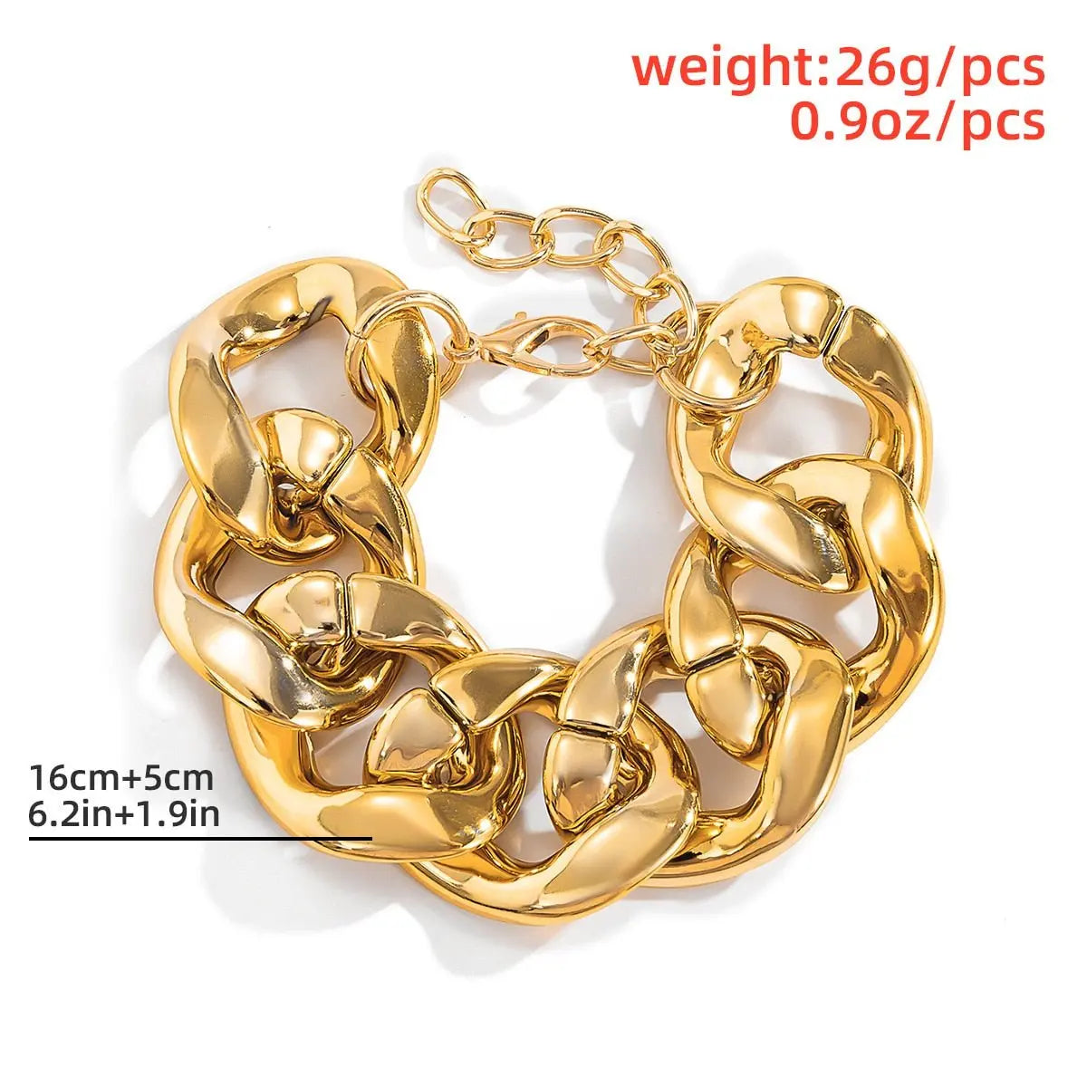 Hip Hop Thick Link Chain Bracelet Women's CCB Material - Blade & Thread