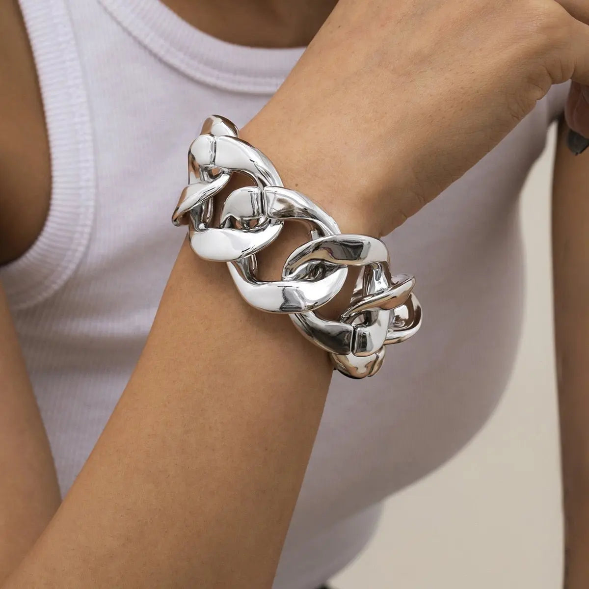 Hip Hop Thick Link Chain Bracelet Women's CCB Material - Blade & Thread