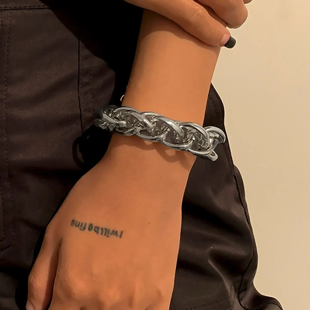 Hip Hop Thick Link Chain Bracelet Women's CCB Material nowadaysfashion