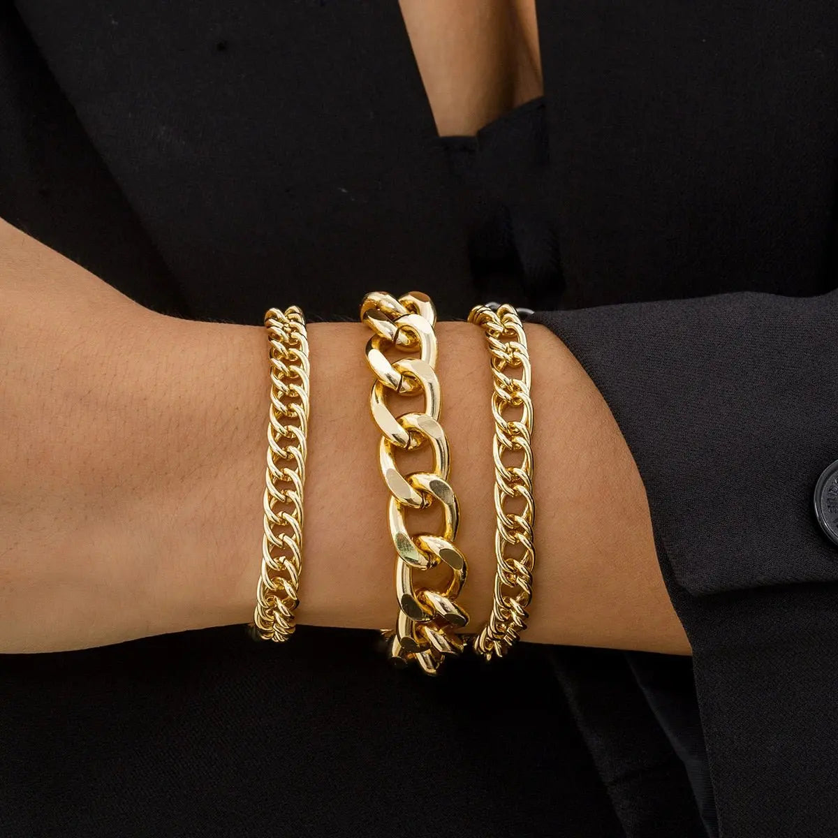 Hip Hop Thick Link Chain Bracelet Women's CCB Material nowadaysfashion