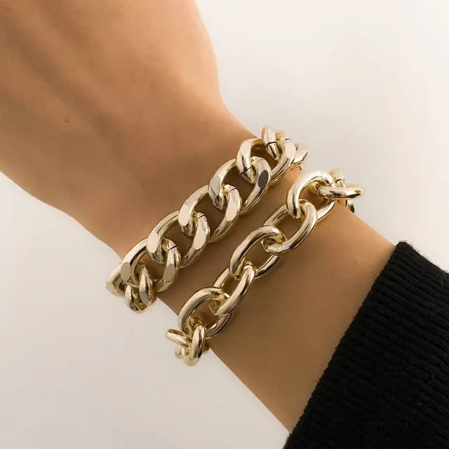 Hip Hop Thick Link Chain Bracelet Women's CCB Material nowadaysfashion