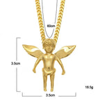 Hip Hop Winged Angel Pendant Necklace nowadaysfashion