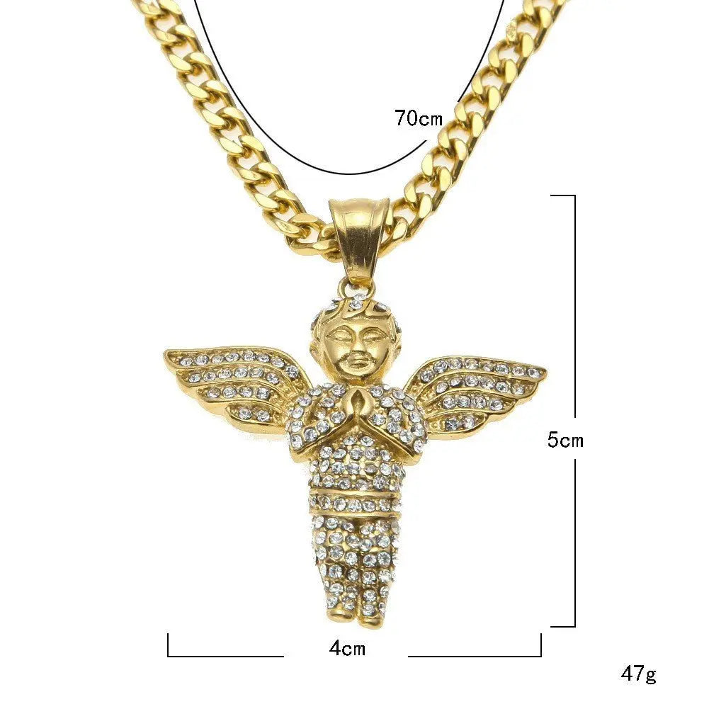 Hip Hop Winged Angel Pendant Necklace - Blade & Thread