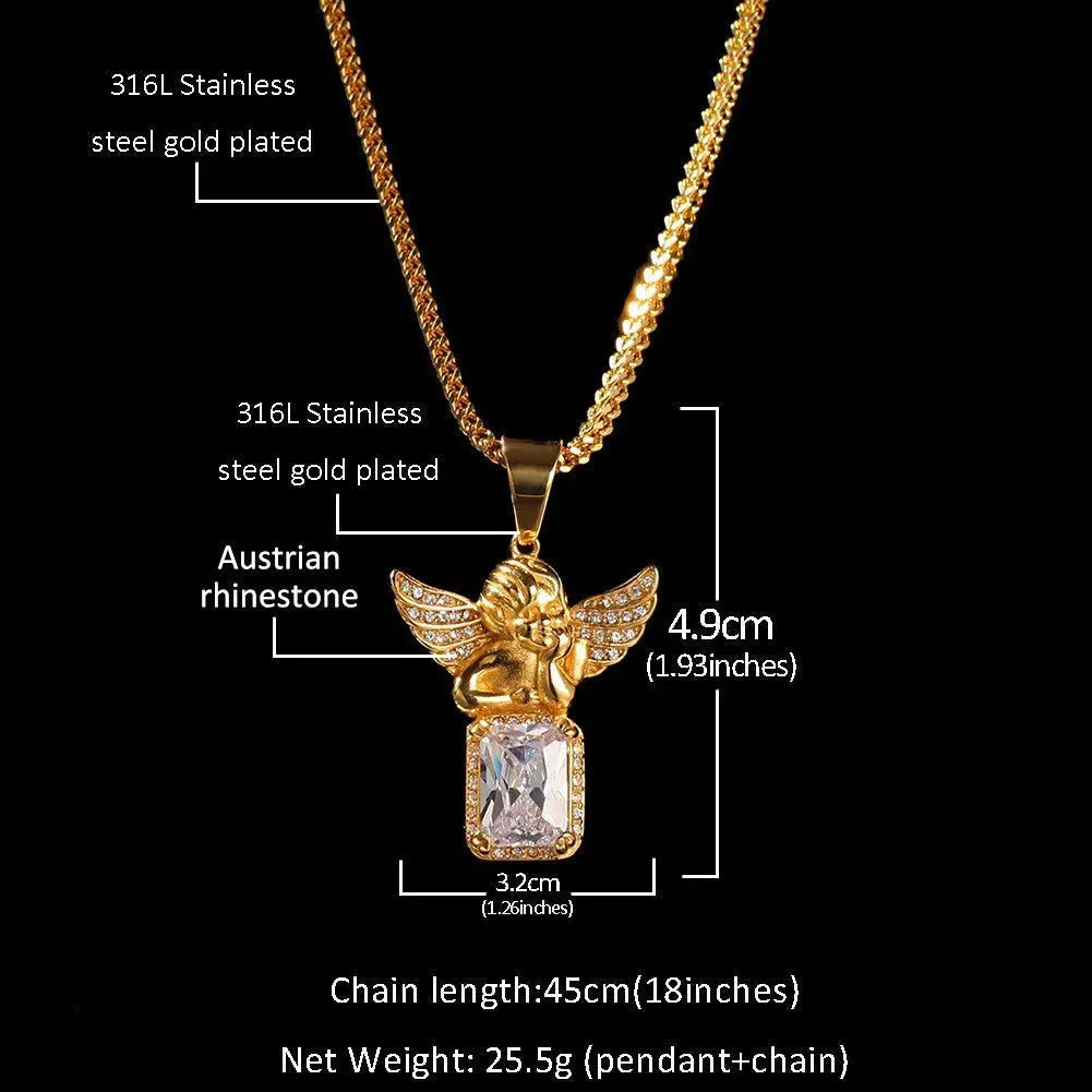 Hip Hop Winged Angel Pendant Necklace - Blade & Thread