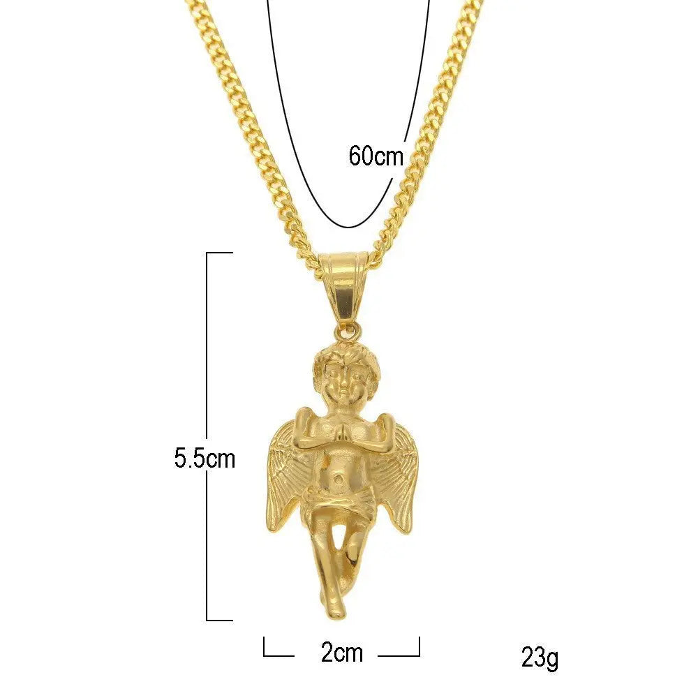 Hip Hop Winged Angel Pendant Necklace nowadaysfashion
