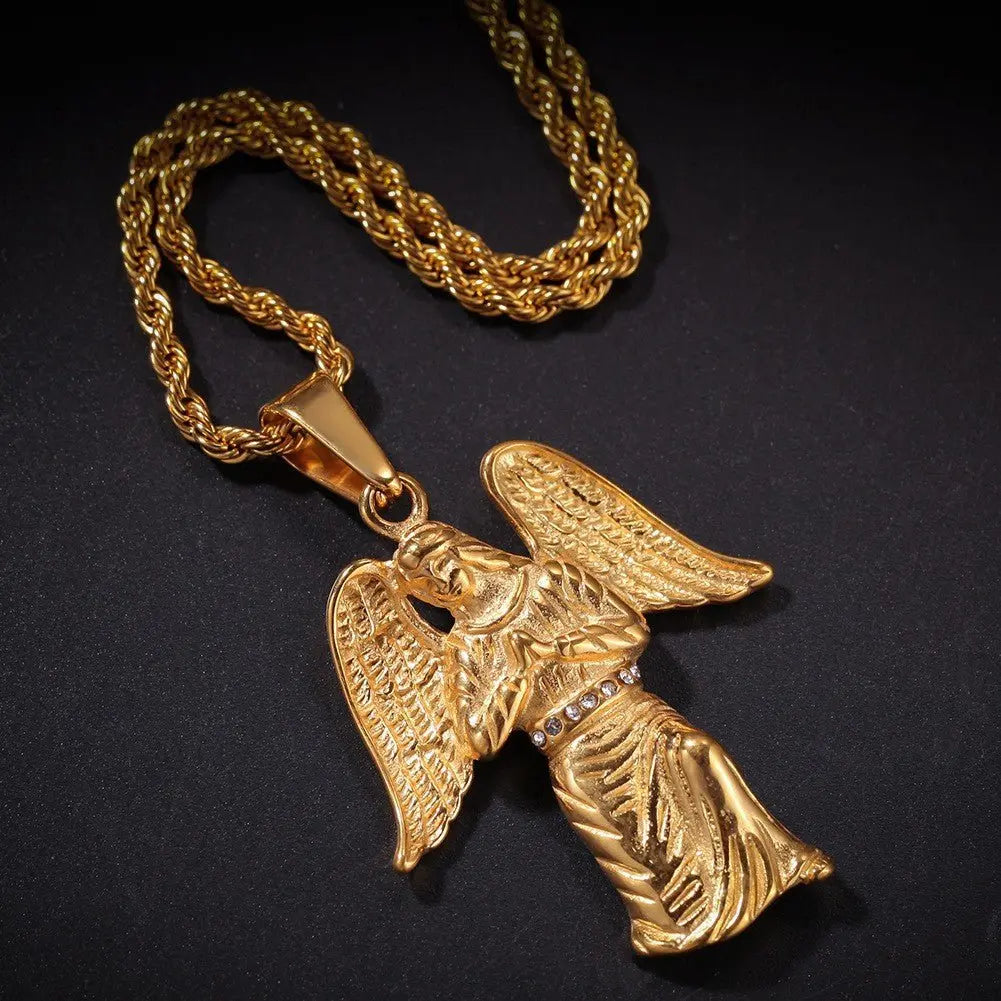 Hip Hop Winged Angel Pendant Necklace - Blade & Thread