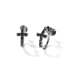 Hip Hop Zircon Black Spiral Clasp Cross Earrings nowadaysfashion