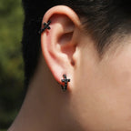 Hip Hop Zircon Black Spiral Clasp Cross Earrings nowadaysfashion
