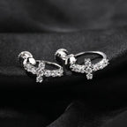 Hip Hop Zircon Black Spiral Clasp Cross Earrings nowadaysfashion
