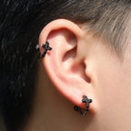 Hip Hop Zircon Black Spiral Clasp Cross Earrings nowadaysfashion