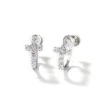 Hip Hop Zircon Black Spiral Clasp Cross Earrings nowadaysfashion