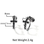 Hip Hop Zircon Black Spiral Clasp Cross Earrings nowadaysfashion