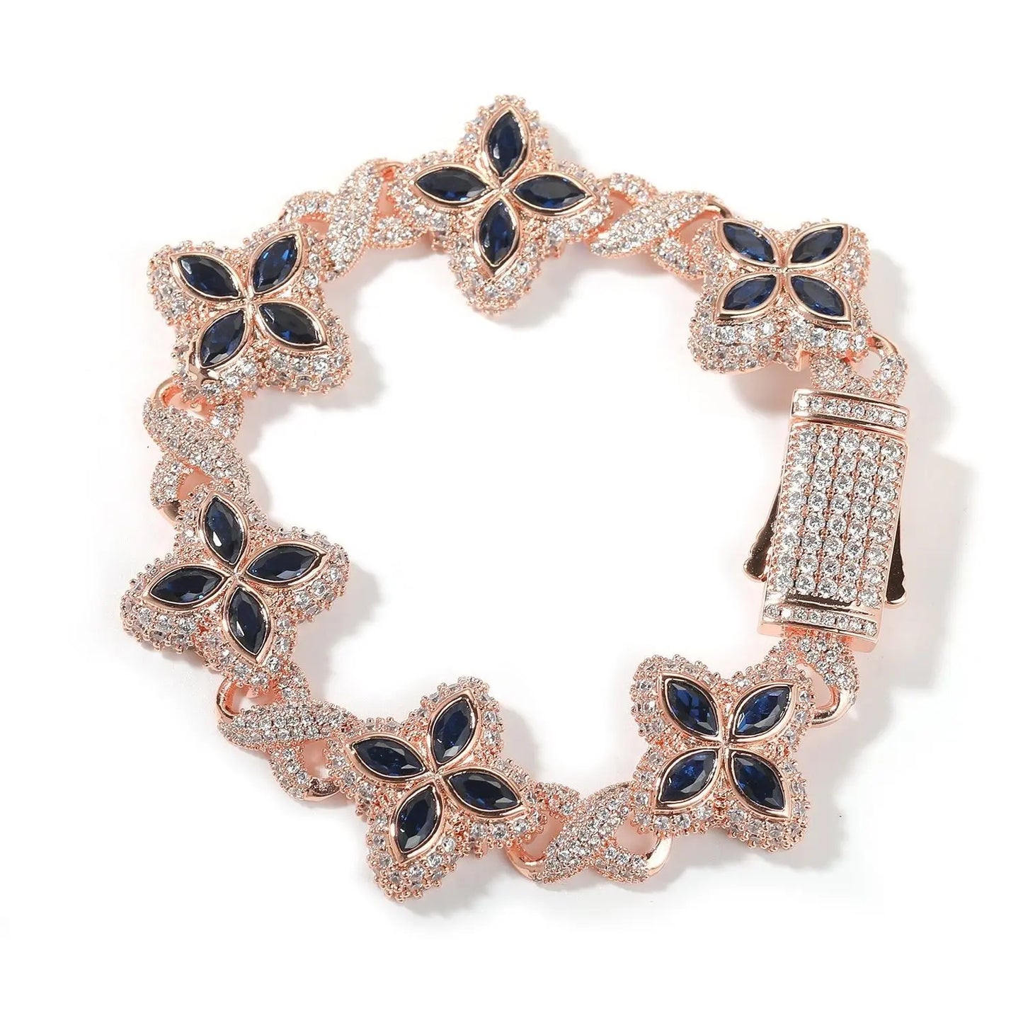Hip-hop zircon colored infinite four-leaf clover bracelet - Blade & Thread