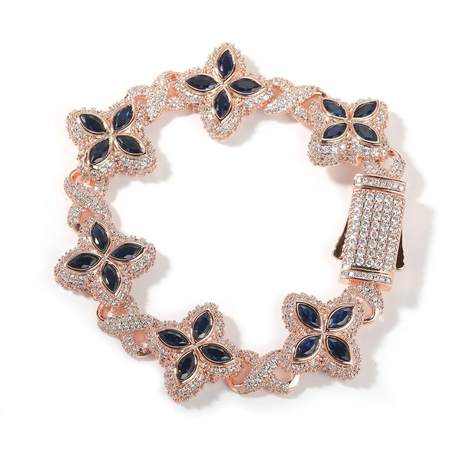 Hip-hop zircon colored infinite four-leaf clover bracelet - Blade & Thread