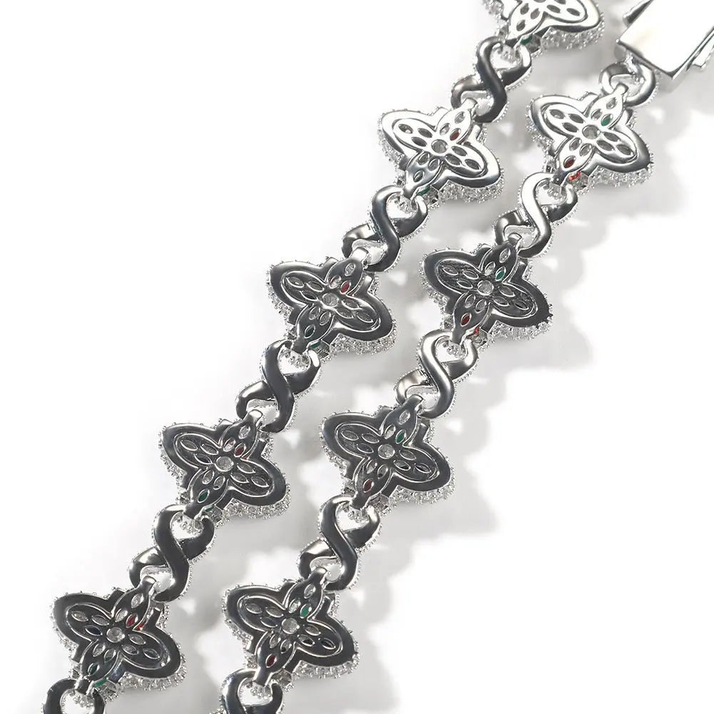 Hip-hop zircon colored infinite four-leaf clover bracelet - Blade & Thread