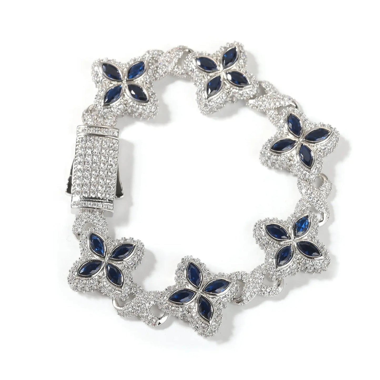 Hip-hop zircon colored infinite four-leaf clover bracelet - Blade & Thread