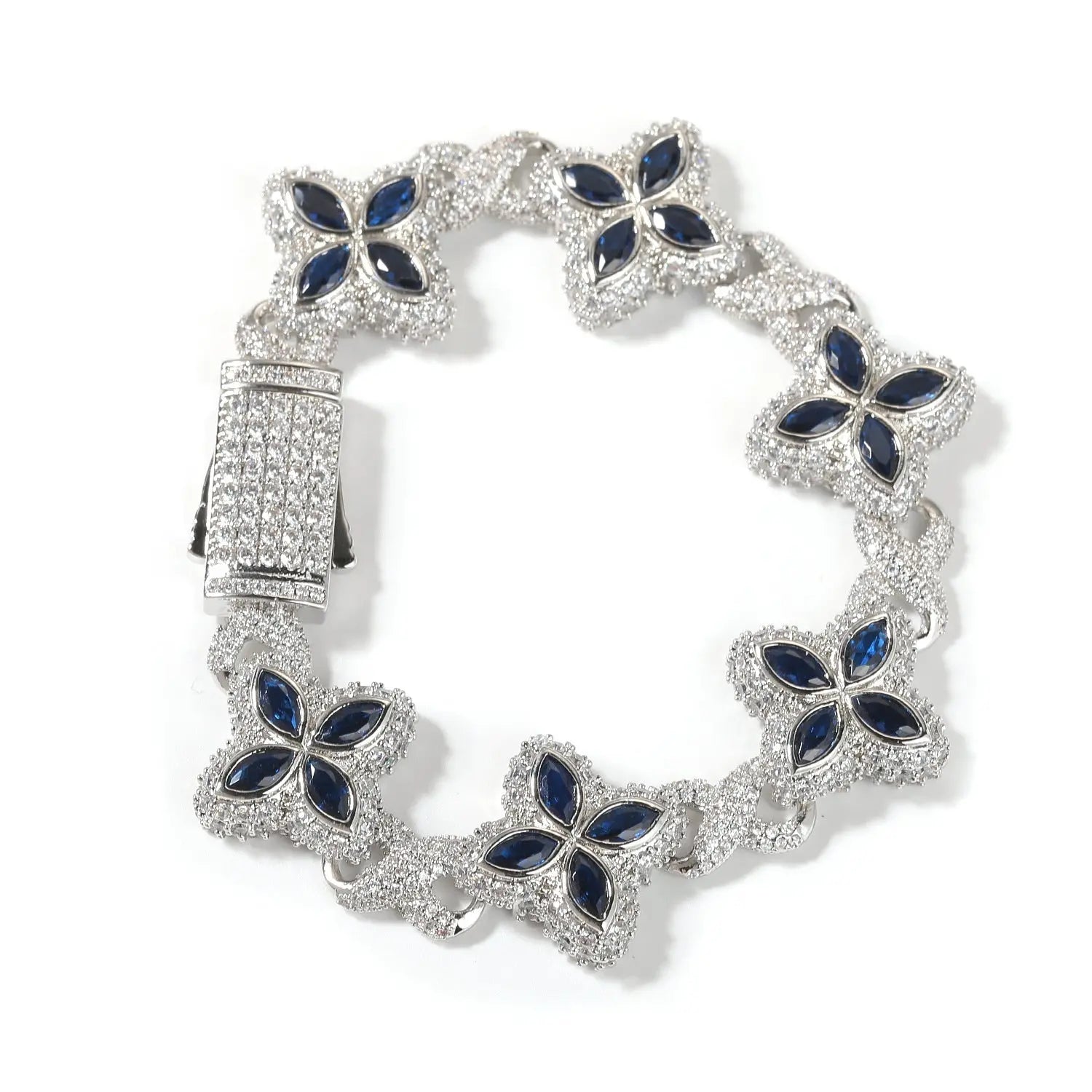 Hip-hop zircon colored infinite four-leaf clover bracelet - Blade & Thread