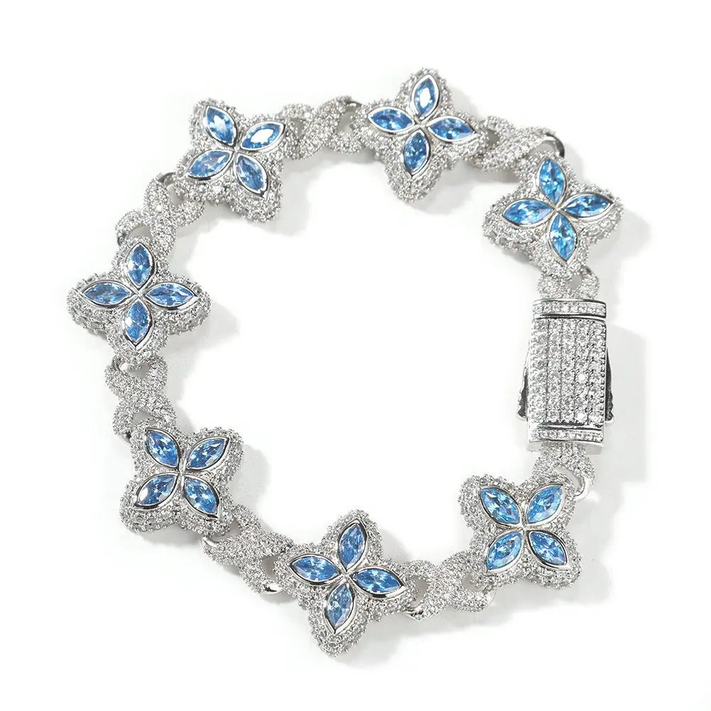 Hip-hop zircon colored infinite four-leaf clover bracelet - Blade & Thread