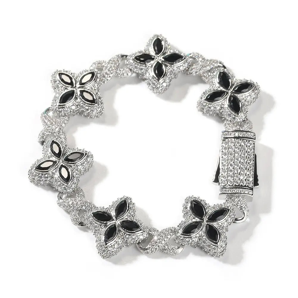 Hip-hop zircon colored infinite four-leaf clover bracelet - Blade & Thread