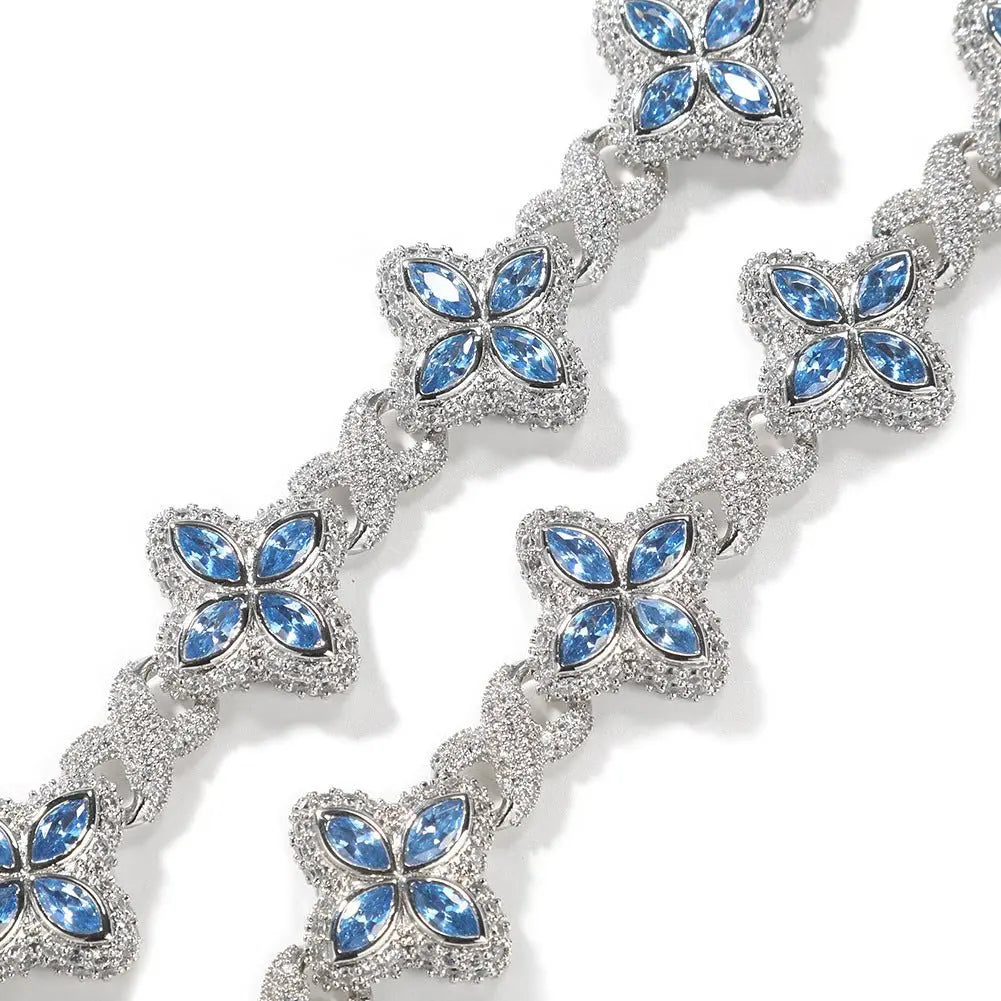 Hip-hop zircon colored infinite four-leaf clover bracelet - Blade & Thread