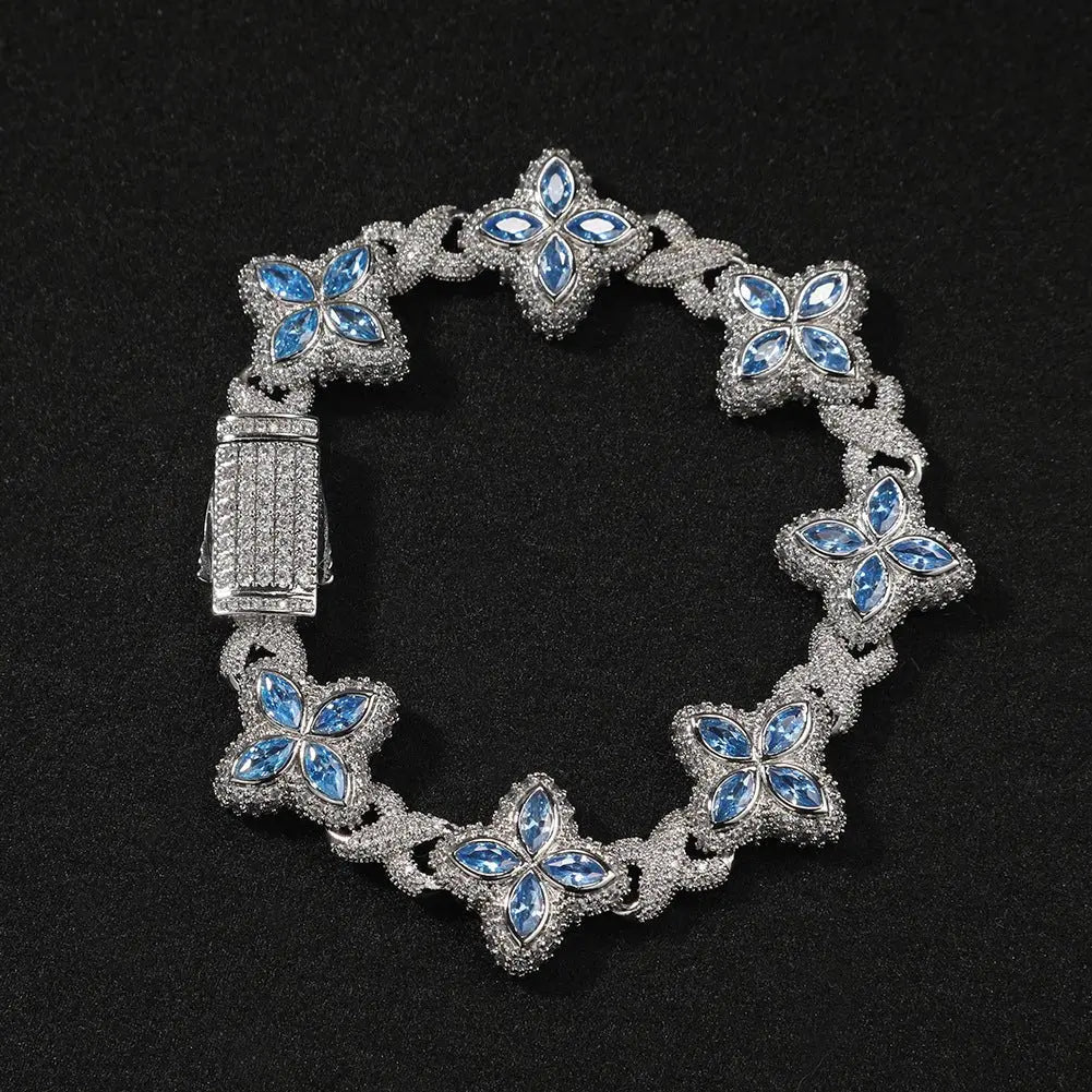 Hip-hop zircon colored infinite four-leaf clover bracelet - Blade & Thread