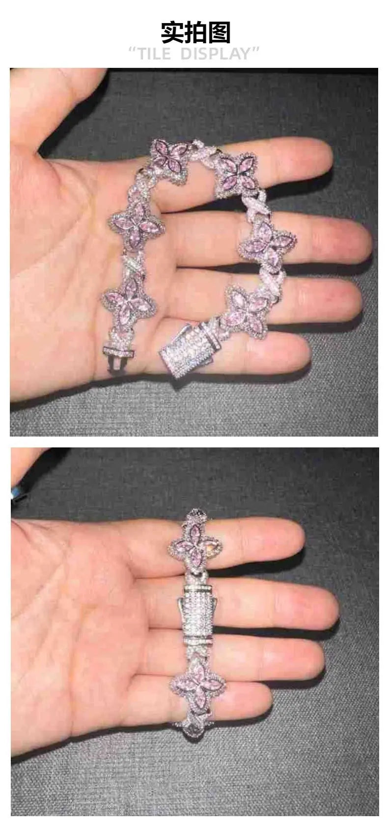 Hip-hop zircon colored infinite four-leaf clover bracelet - Blade & Thread