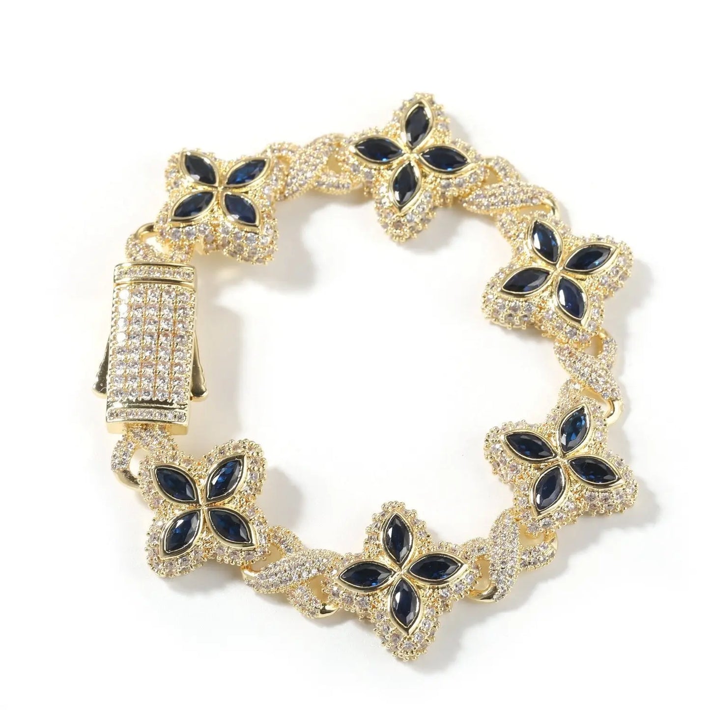 Hip-hop zircon colored infinite four-leaf clover bracelet - Blade & Thread