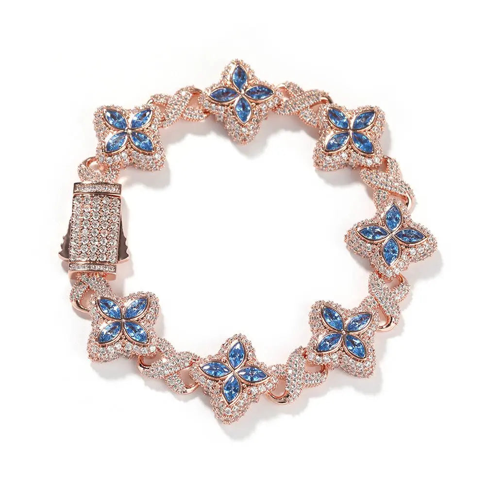 Hip-hop zircon colored infinite four-leaf clover bracelet - Blade & Thread