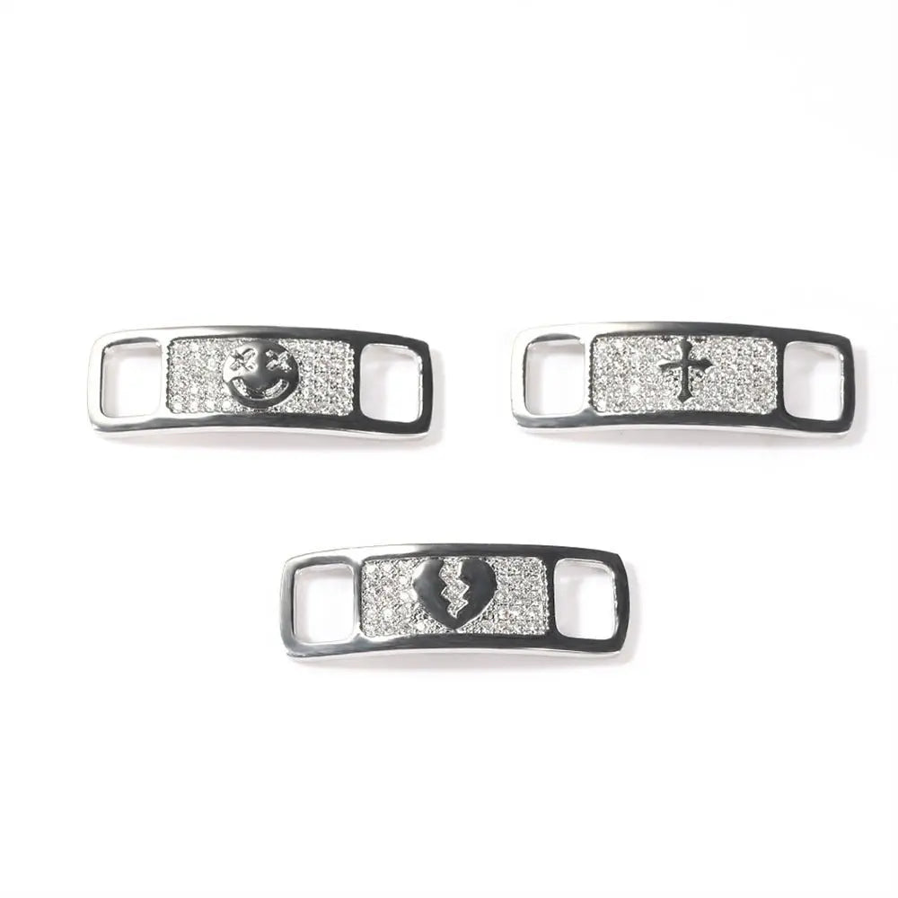 Hip-hop zircon cross smiling face broken heart shoe buckle - Blade & Thread