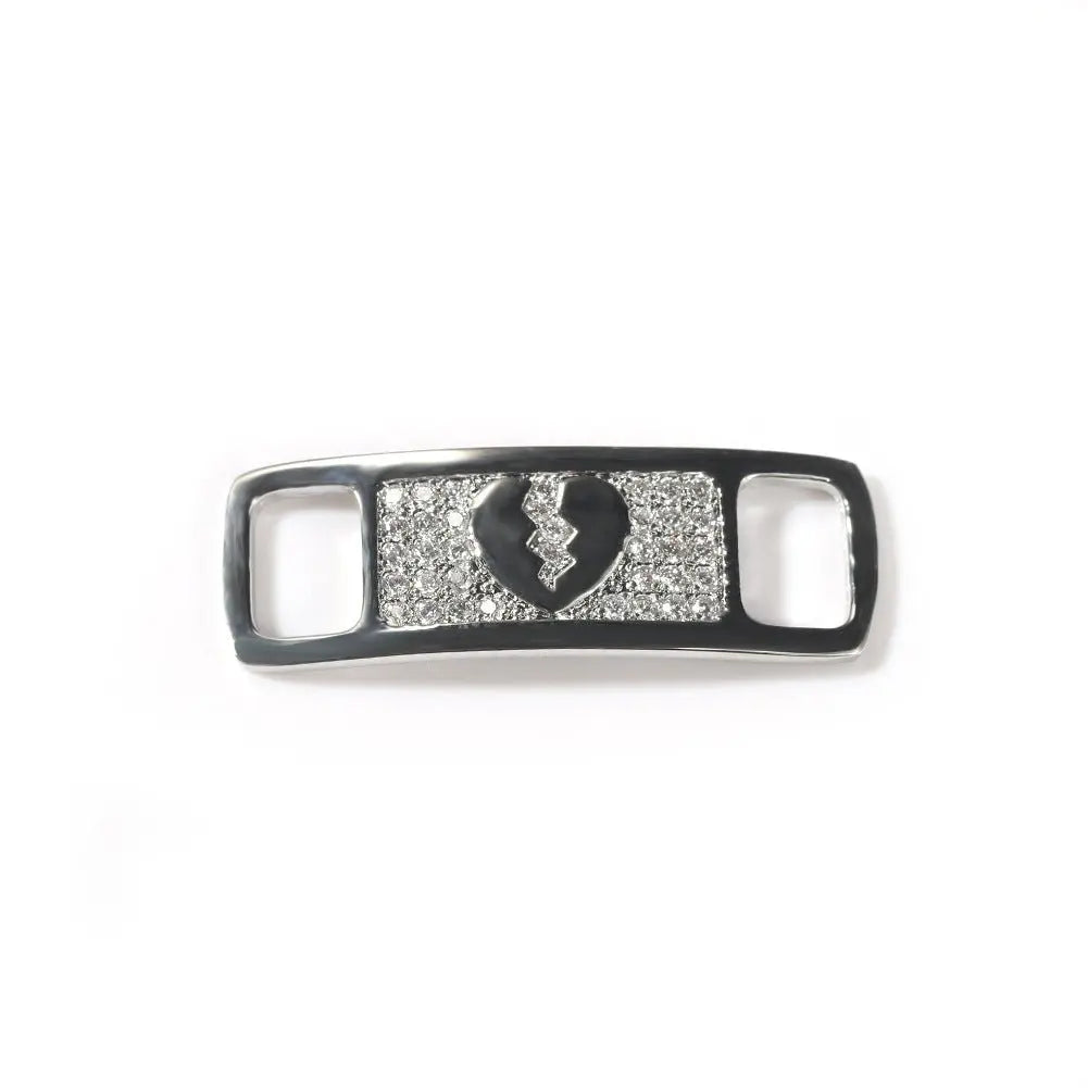 Hip-hop zircon cross smiling face broken heart shoe buckle - Blade & Thread
