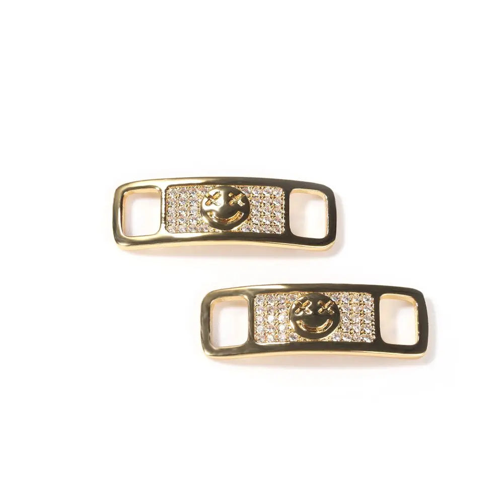 Hip-hop zircon cross smiling face broken heart shoe buckle - Blade & Thread
