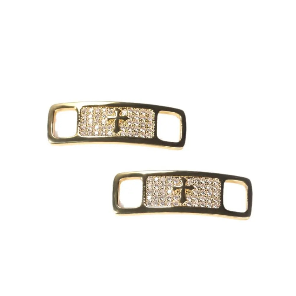 Hip-hop zircon cross smiling face broken heart shoe buckle - Blade & Thread