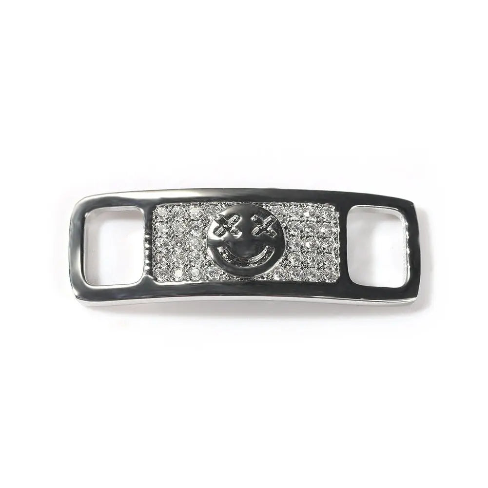 Hip-hop zircon cross smiling face broken heart shoe buckle - Blade & Thread