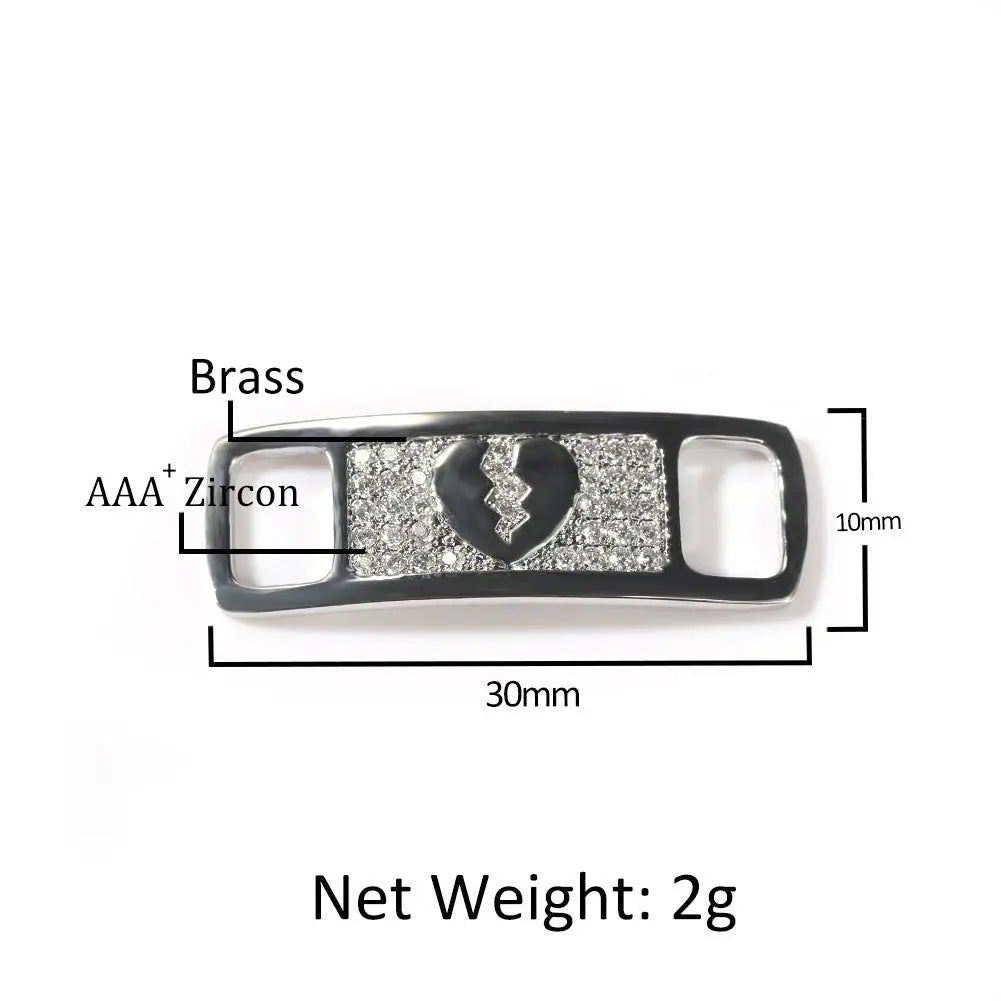 Hip-hop zircon cross smiling face broken heart shoe buckle - Blade & Thread