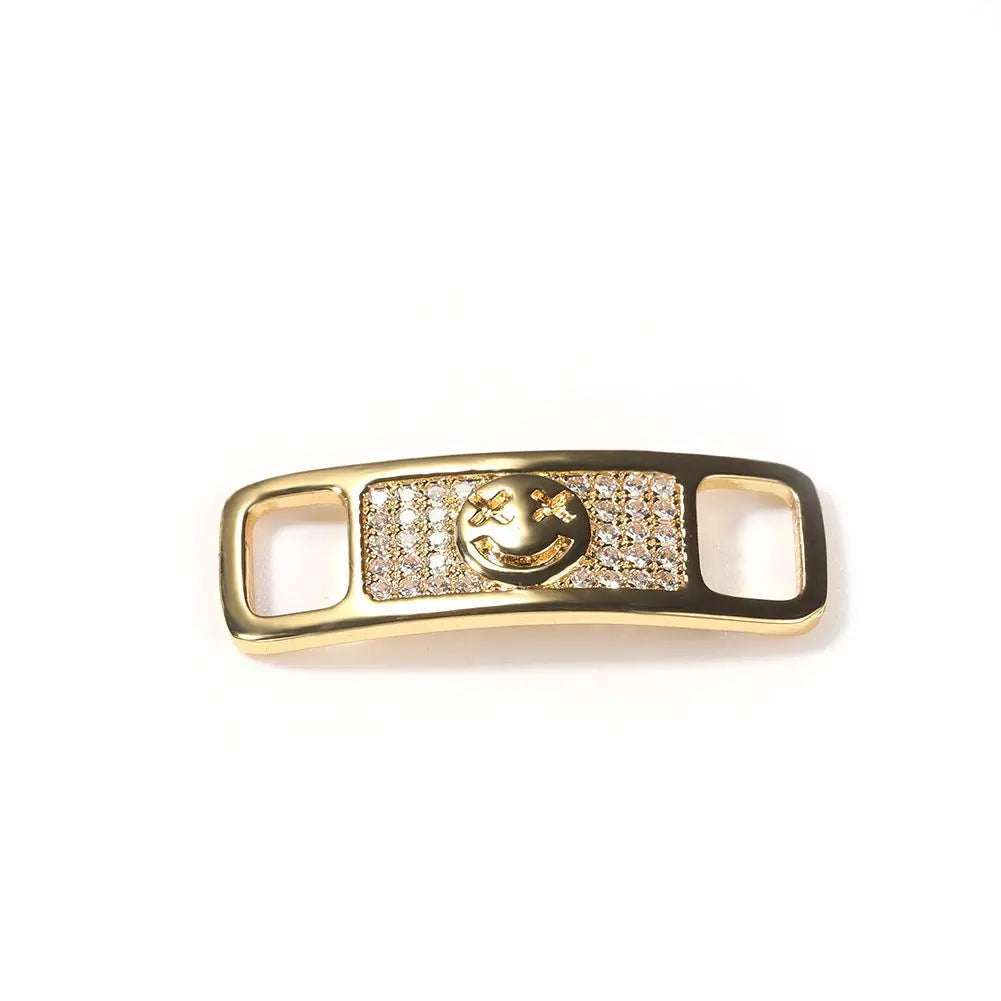 Hip-hop zircon cross smiling face broken heart shoe buckle - Blade & Thread