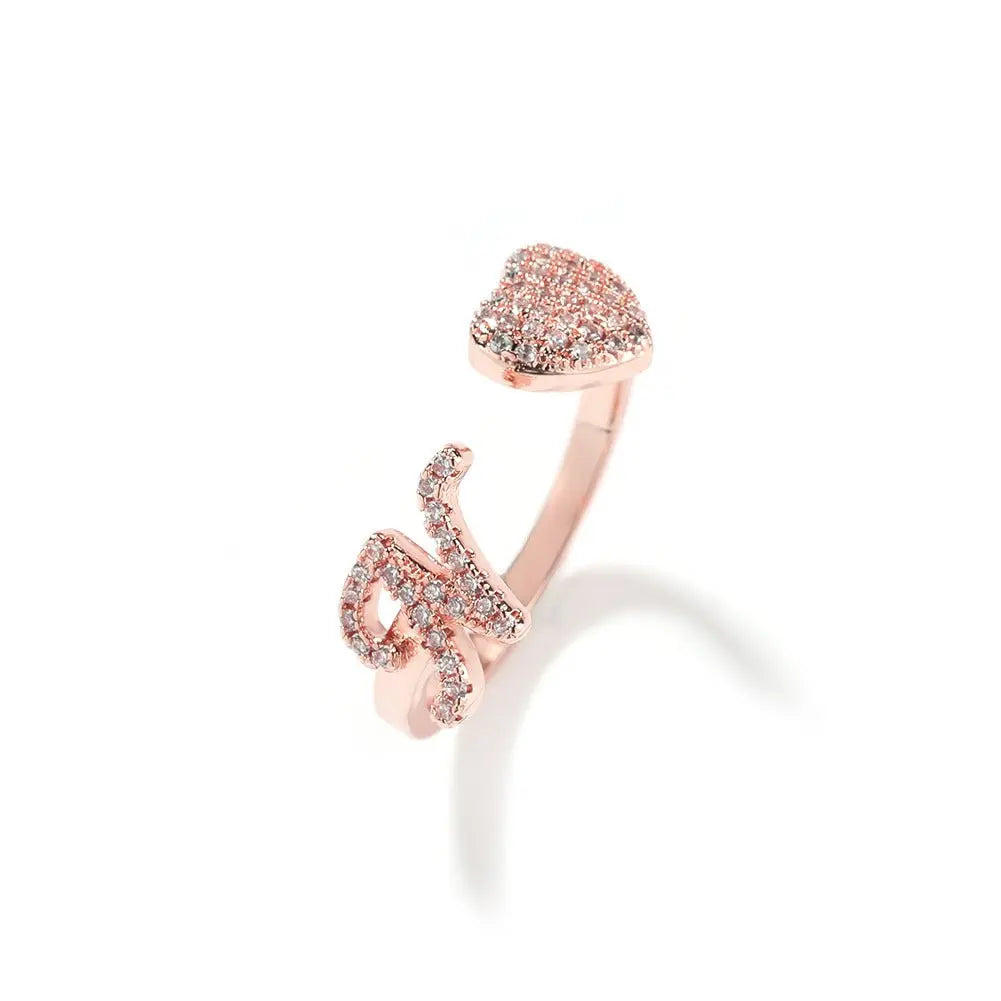 Hip-hop zircon-encrusted 26 English letters ring - Blade & Thread