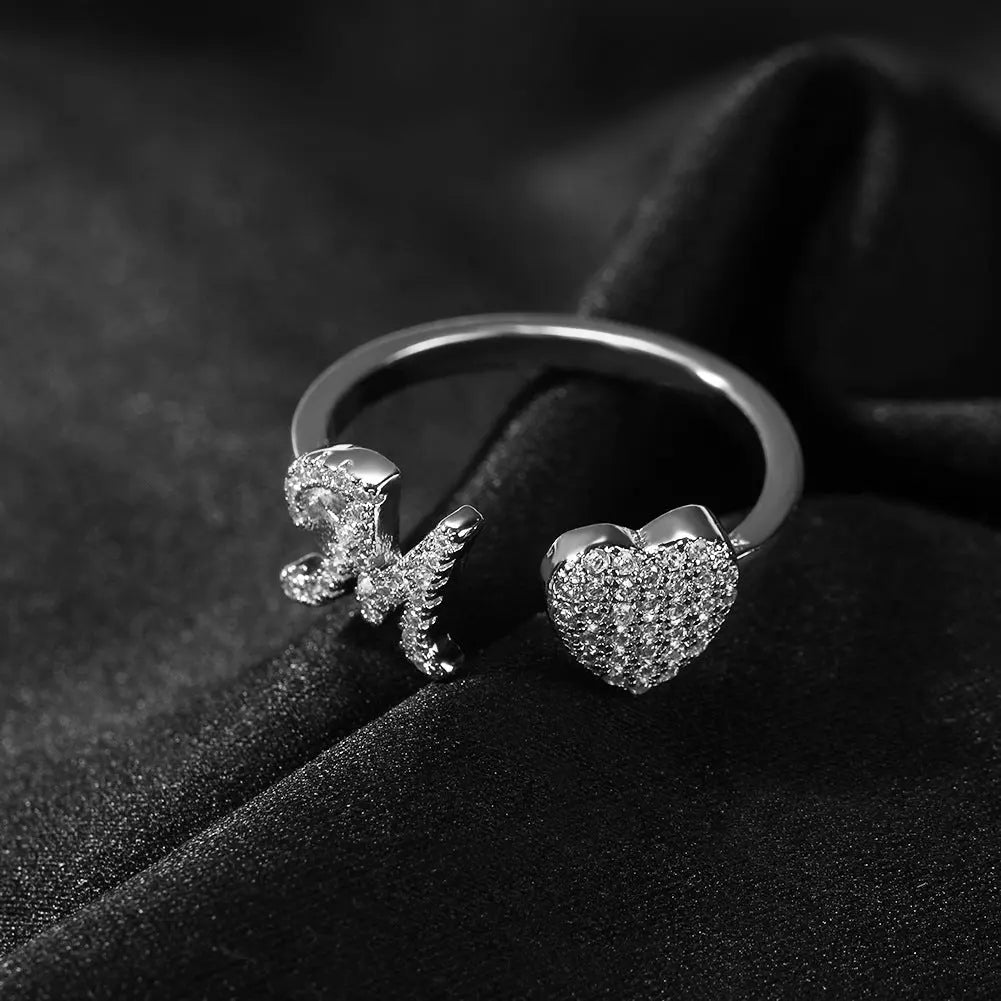 Hip-hop zircon-encrusted 26 English letters ring - Blade & Thread