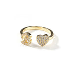 Hip-hop zircon-encrusted 26 English letters ring nowadaysfashion