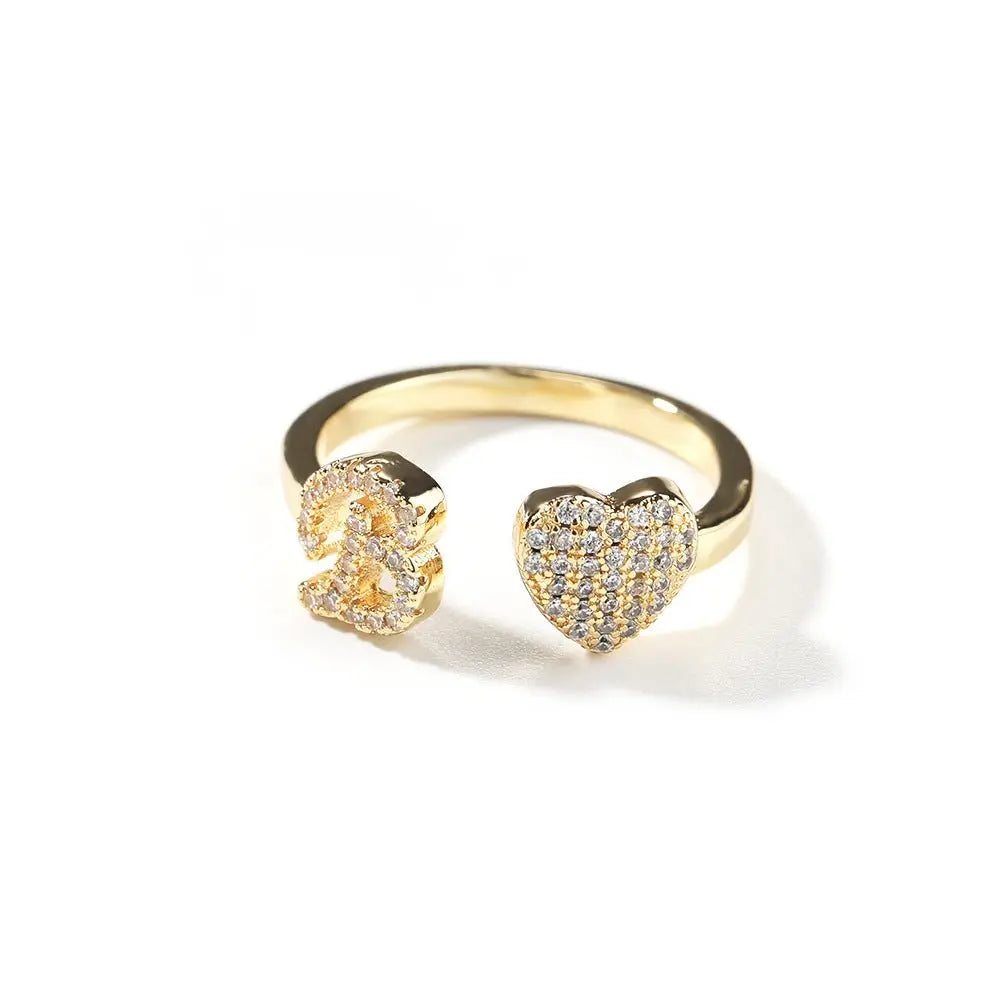 Hip-hop zircon-encrusted 26 English letters ring nowadaysfashion