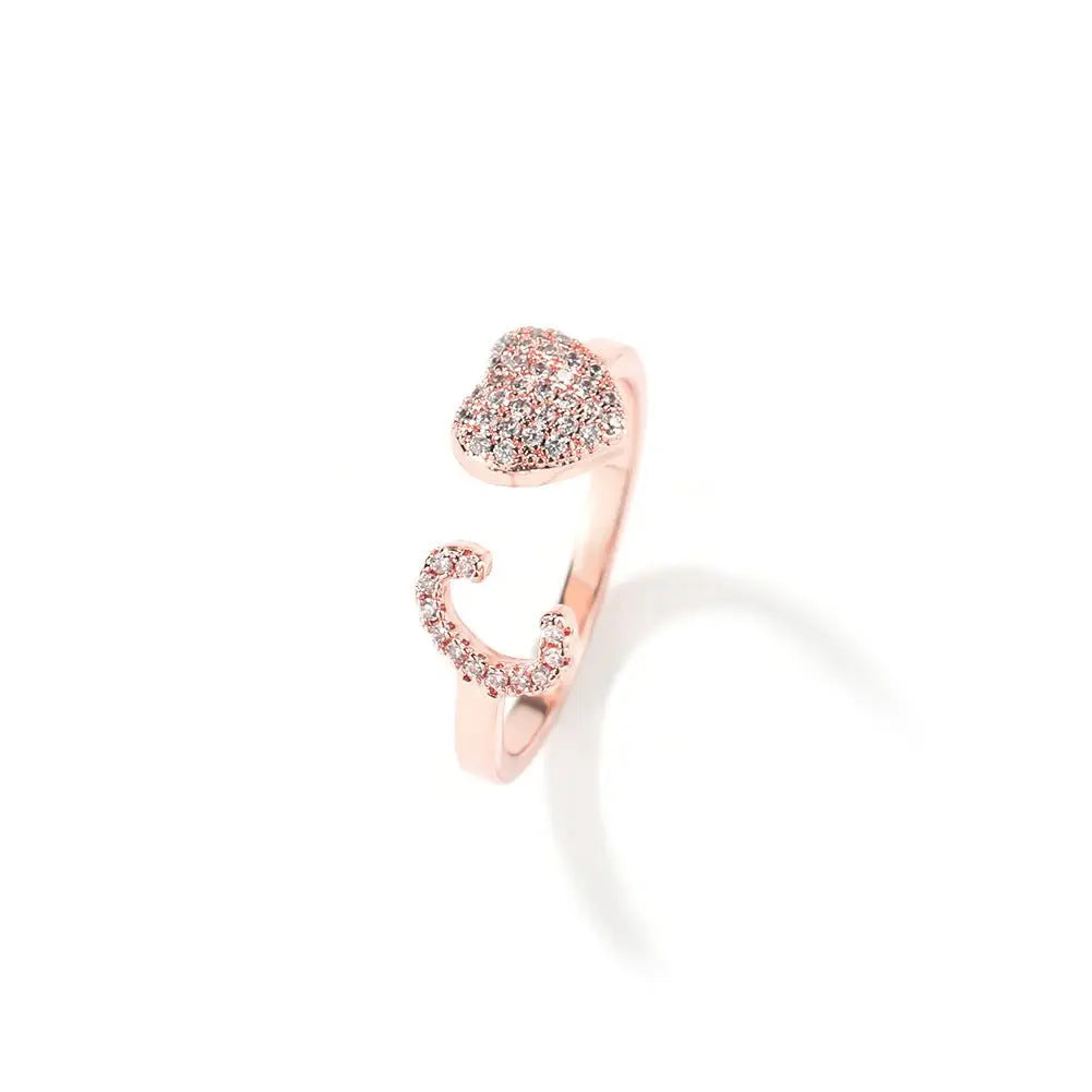 Hip-hop zircon-encrusted 26 English letters ring nowadaysfashion