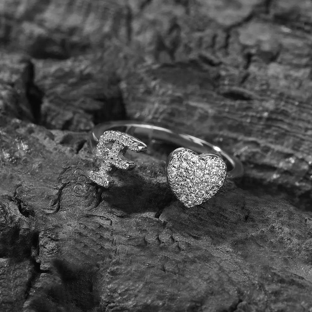 Hip-hop zircon-encrusted 26 English letters ring - Blade & Thread