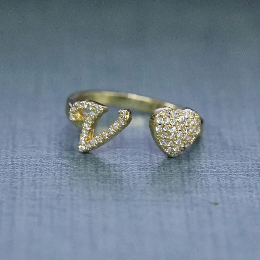 Hip-hop zircon-encrusted 26 English letters ring - Blade & Thread