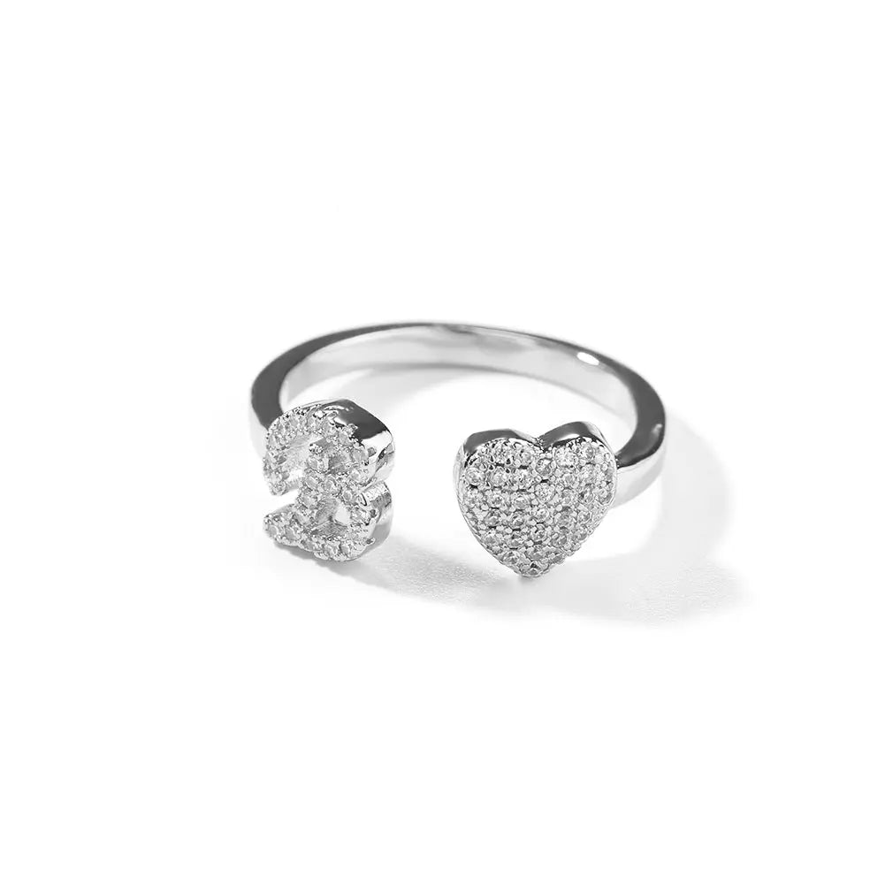 Hip-hop zircon-encrusted 26 English letters ring - Blade & Thread