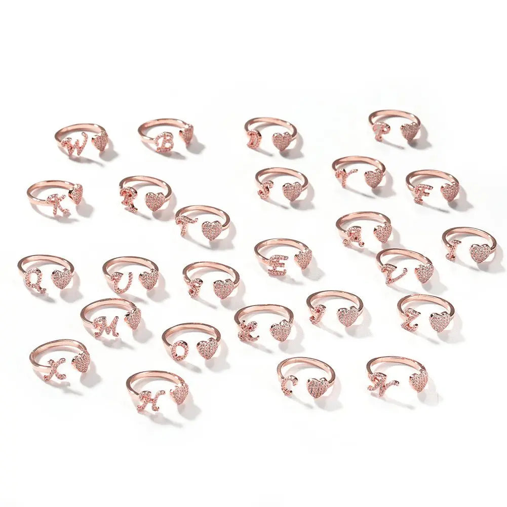 Hip-hop zircon-encrusted 26 English letters ring - Blade & Thread