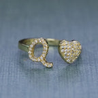 Hip-hop zircon-encrusted 26 English letters ring nowadaysfashion