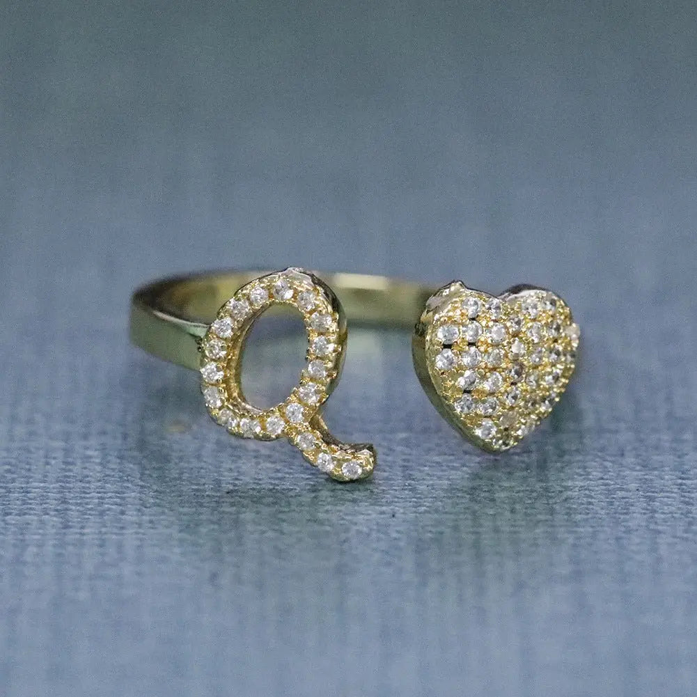 Hip-hop zircon-encrusted 26 English letters ring nowadaysfashion