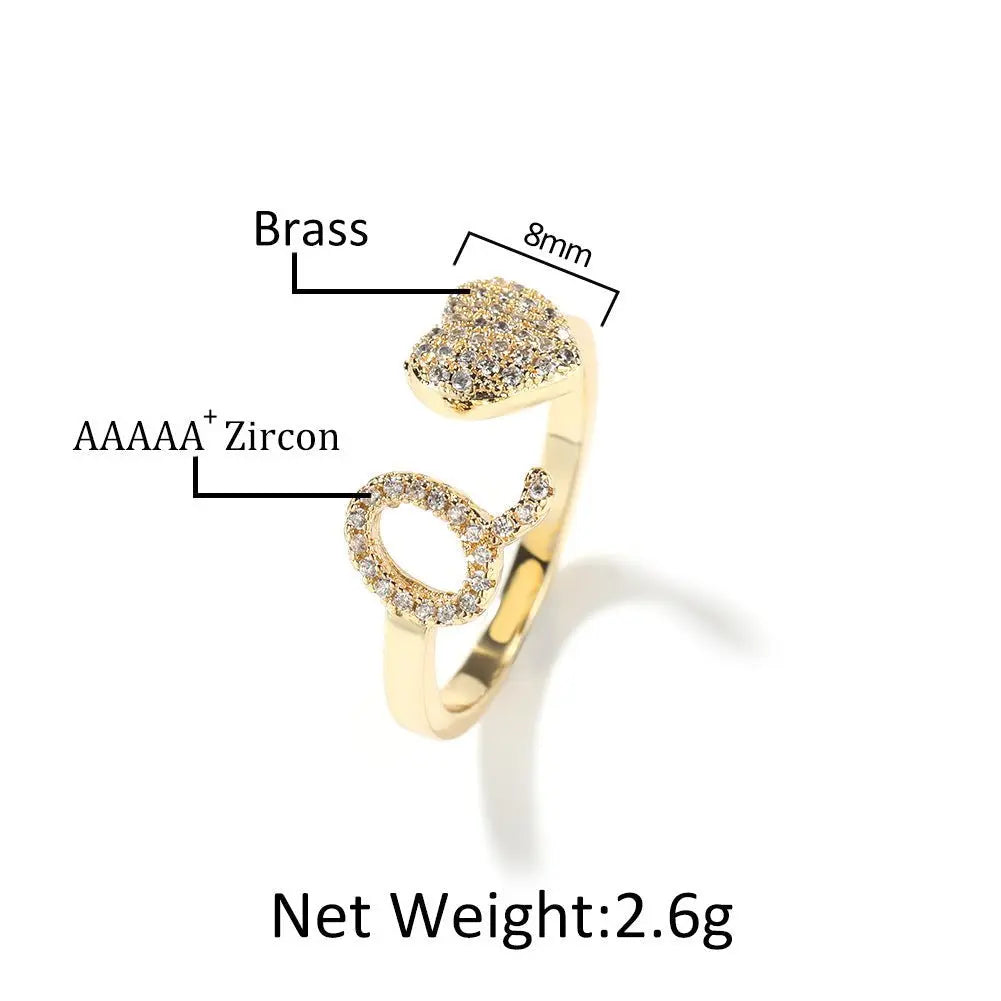 Hip-hop zircon-encrusted 26 English letters ring - Blade & Thread