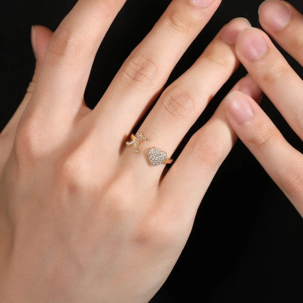 Hip-hop zircon-encrusted 26 English letters ring - Blade & Thread