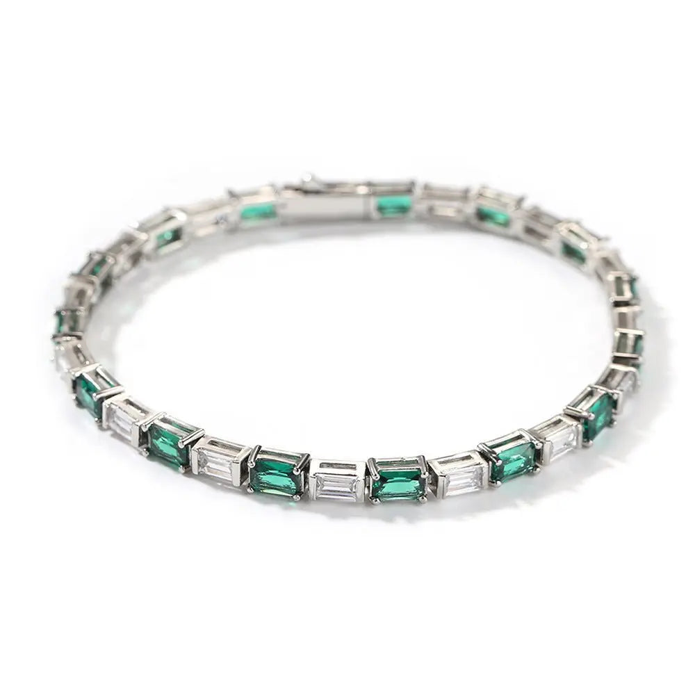 Hip-hop zircon-encrusted emerald color-matching tennis chain nowadaysfashion